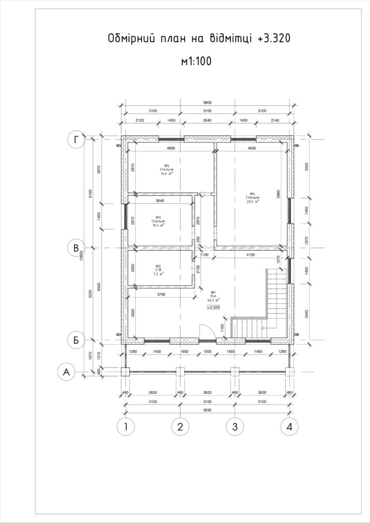 Обмірний план на відмітці +3.320